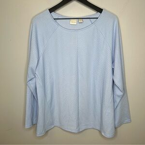 Chico’s Mara Mitered Ottoman‎ Blue Striped Top Chico’s Size 3 US Size 16